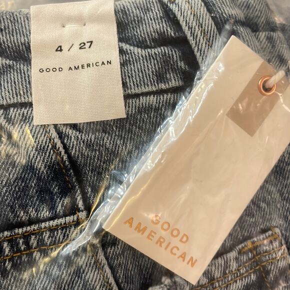 GOOD AMERICAN '90s Duster Straight Leg Jeans Crop Distressed 5 Pocket 27 NEW - Picture 4 of 8